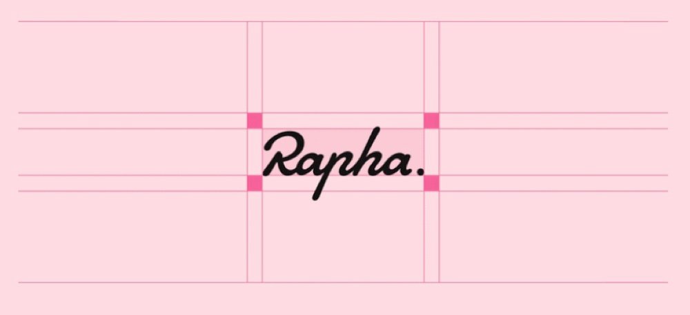 La construction et les zones de protection du logo Rapha