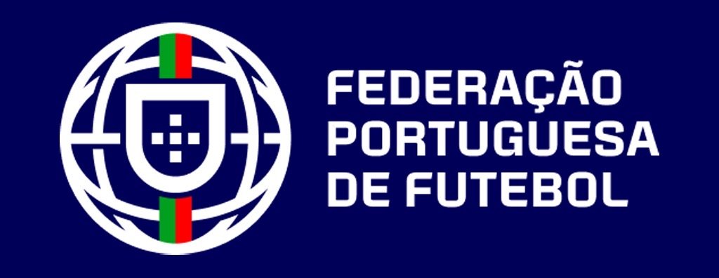 Le nouveau logo corporate de la Fédération portugaise de football : globe en traits fins et écu simplifié, avec le nom en capitales