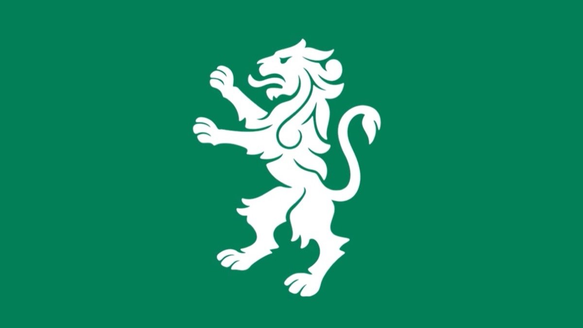 Le lion redessiné du nouveau blason du Sporting Portugal, en blanc sur fond vert